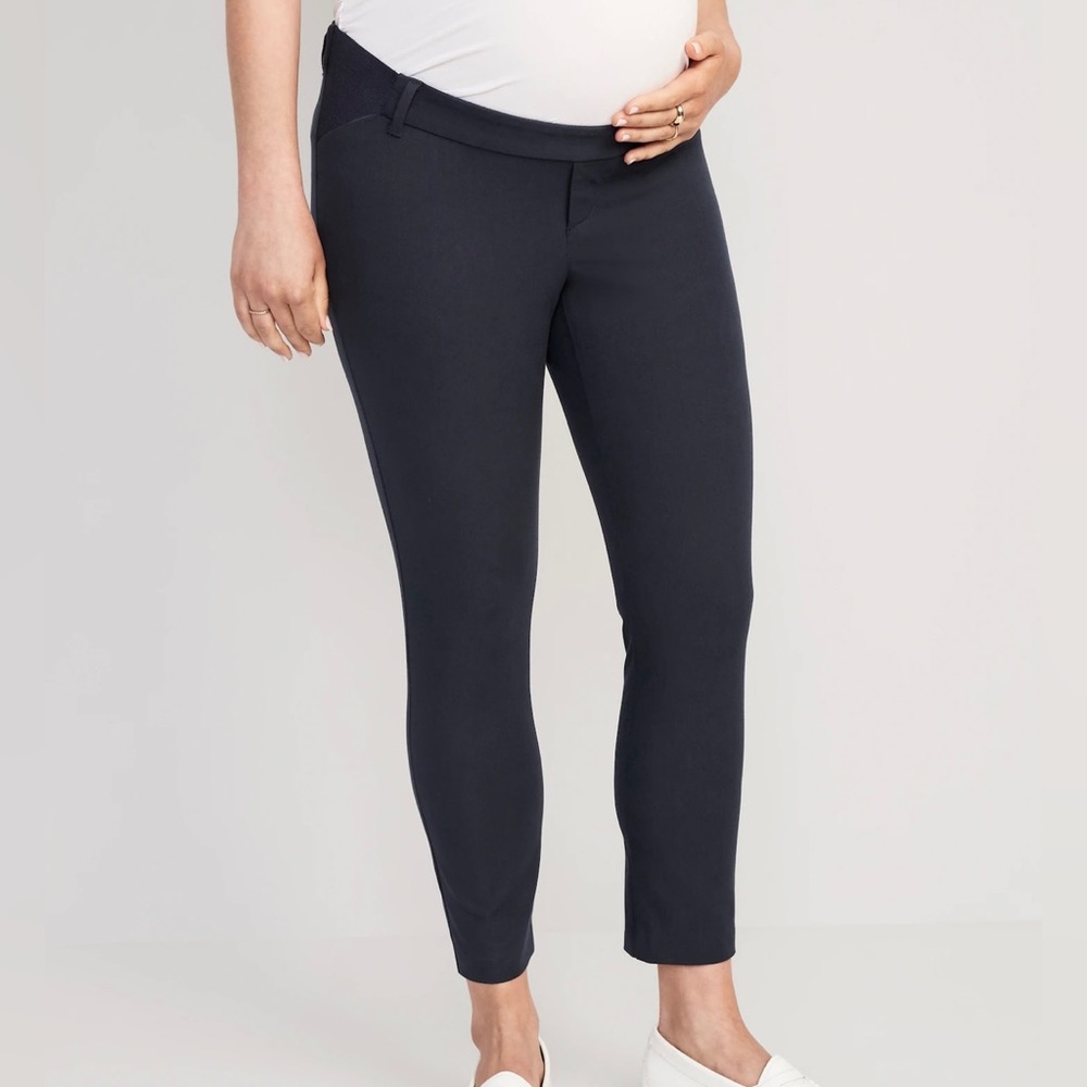 old navy blue maternity dress pants- pixie side panel- size 12